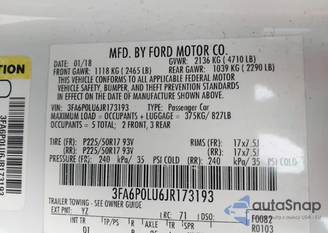 2018 Ford Fusion Hybrid Se from USA, damaged, VIN 3FA6P0LU6JR173193